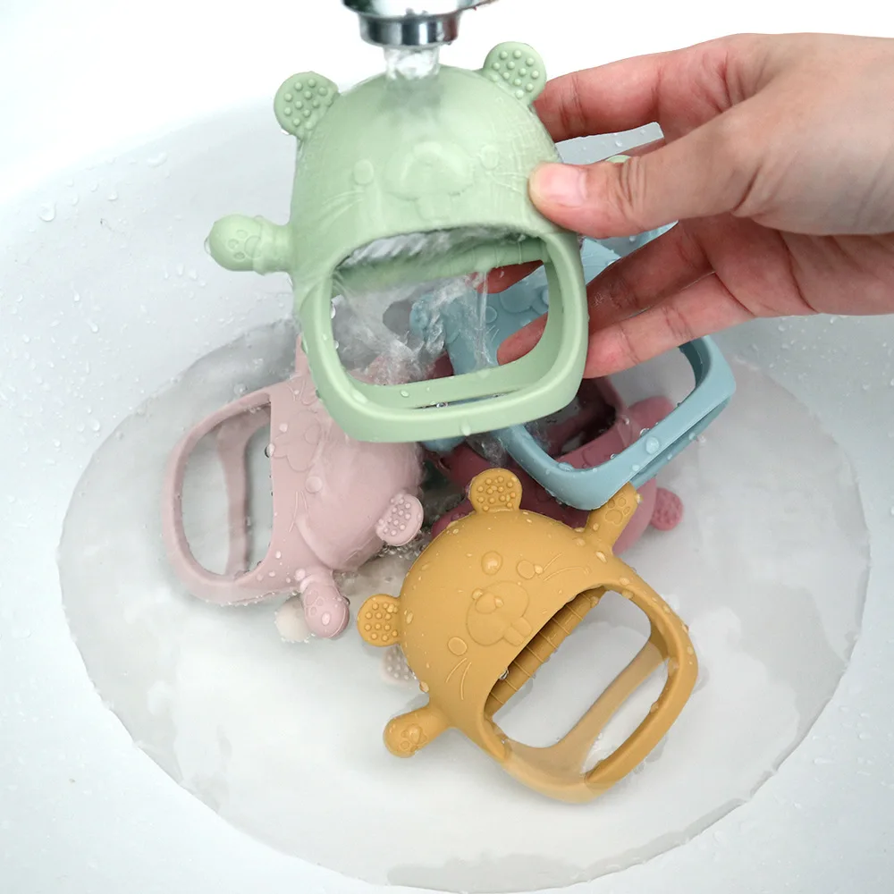 Baby teether easy to carry Baby chew-proof hand mitts silicone