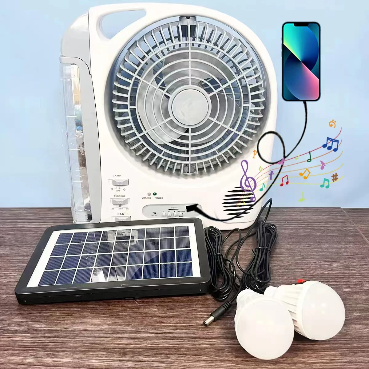 ISolfan 8'Portable Personal Table Fan on Solar Energy 12V 10W DC Cooling Electric Chargeable Inverter Fans Kit for House