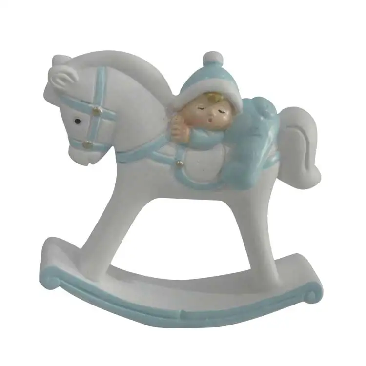 Custom Sculpture Small Baby Boy and Girl Horse Figurine Fancy Gifts Polyresin Baby Shower Figurines
