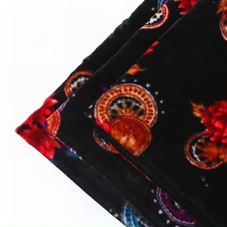 Chinese factory woven velour printed material  material decor velvet fabric in meter