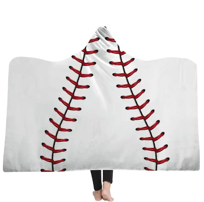 Sherpa Sports Cloak Cape Soccer Bathing Towel Swadde Bathrobe Shawl Softball Blankets Fleece Baseball Football Hooded Blanket