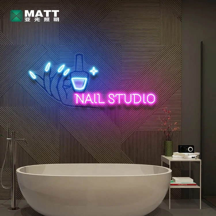 Matt Dropshipping Custom Nails Neon Sign Store Business Logo Beauty Salon Acrylic Led Nail Room for Wall