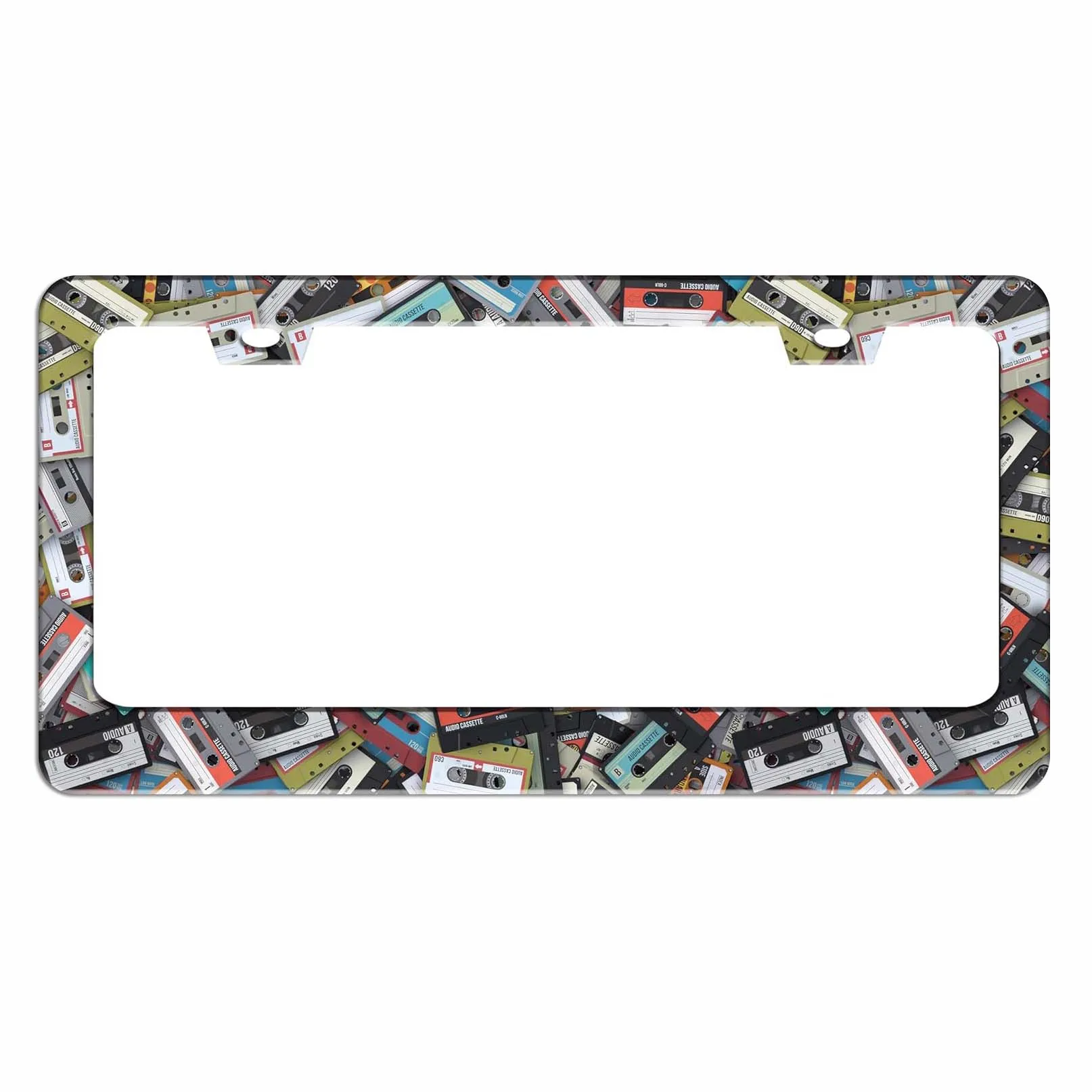Cassette Music Tape License Plate Frame Vintage Car Accessories Personalized License Plate Cover Fits Standard US Vehicles