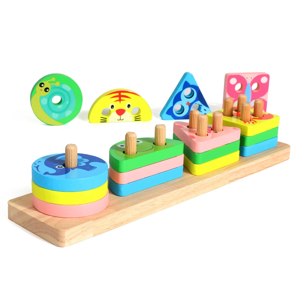 Baby Kids Educational Shape Matching Set wood Toys for Building Block