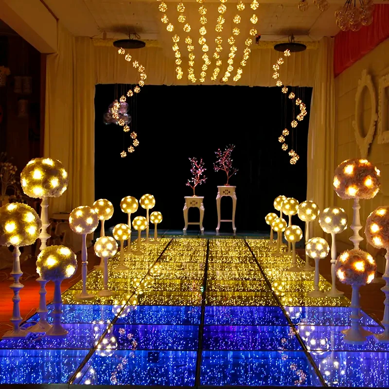 Led Floor Panel 3d Mirror Stage Floors Golden Infinity Diy Portable Dance Floor For Wedding Party