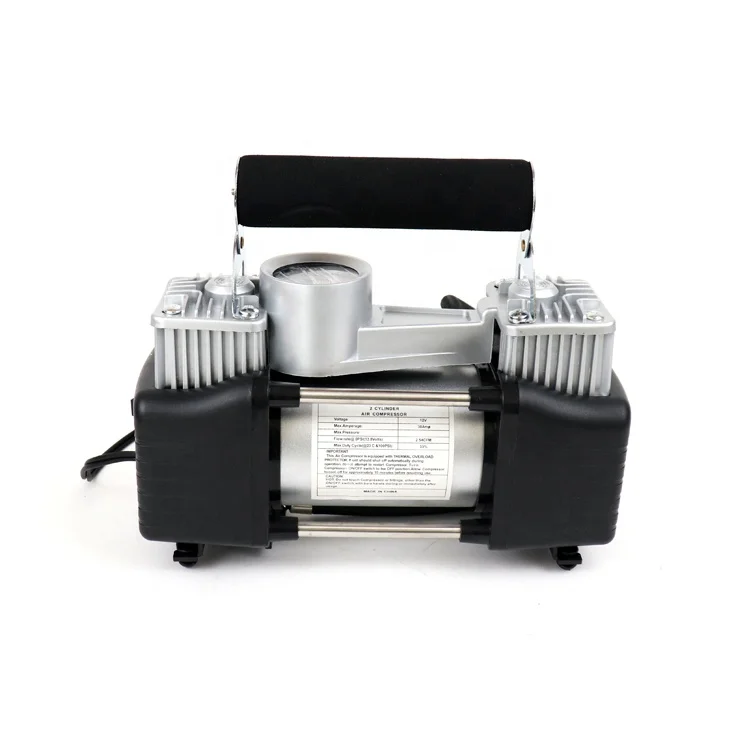 Air Compressor Tire Inflator Portable Double Cylinder Tire Inflator Tire Pump with Air Gauge for Car Bicycle Balls 12V dc