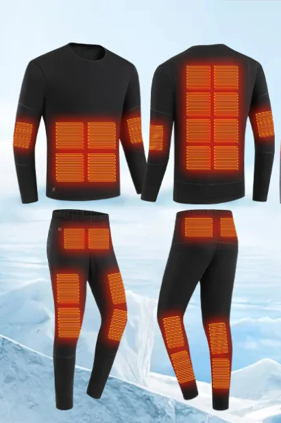 Custom Logo 28 Zone Heating Sleepwear Soft Cotton Autumn Winter Usb Electric Heated Underwear Set