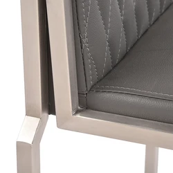 Modern Bar Counter Stools Kitchen Furniture Leather High Chair Brushed Stainless Steel Luxury Stackable bar chairs