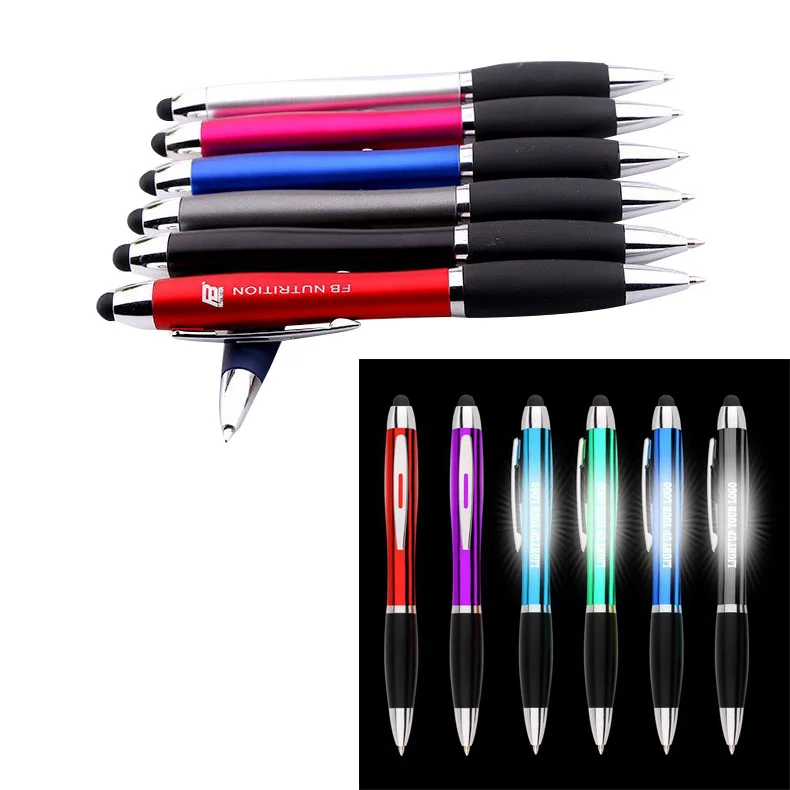 customized Led Laser Light up Ball ballpoint Pen with Rubber Grip-personalized ink light ball pens custom logo engraved