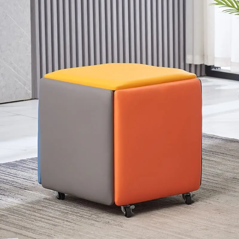 5 to 1 flexible seating shoes change stool lounge chair stool ottoman folding storage with 4 universal caster wheels