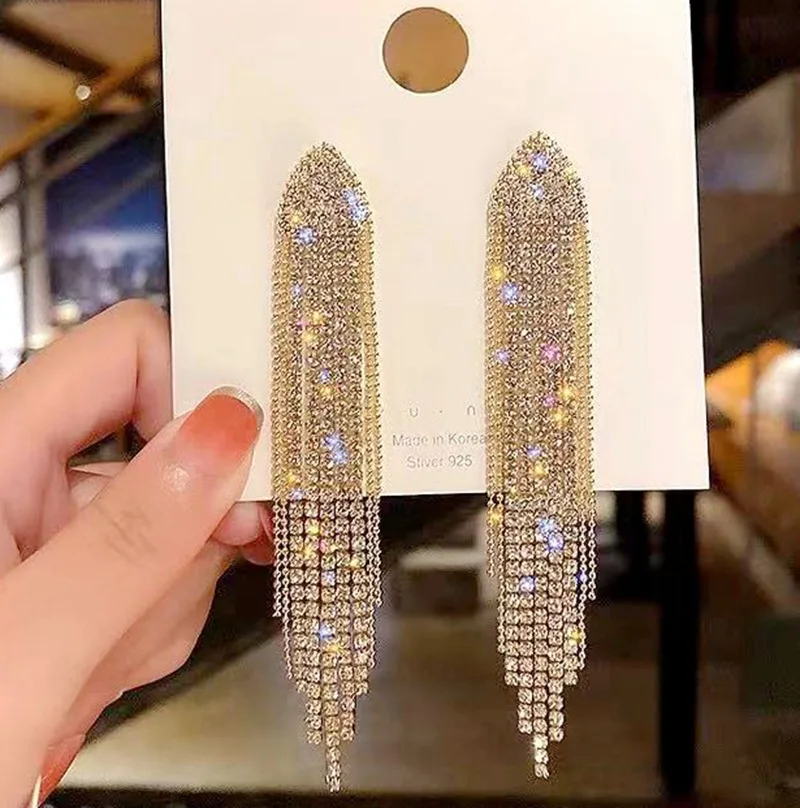 Fashion Earrings 2022 Tassels Multi Design Rhinestone Clip On Tassel Diamond Earrings