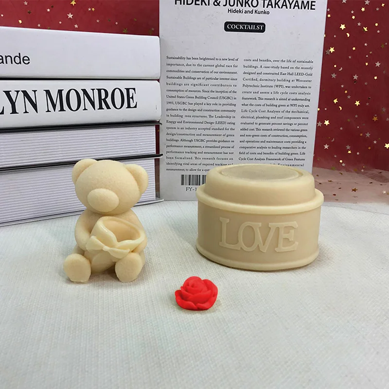 Милая розовая полимерная форма для изготовления высококачественного розового медведя силиконовая свечей кухонный инструмент приготовления пищи