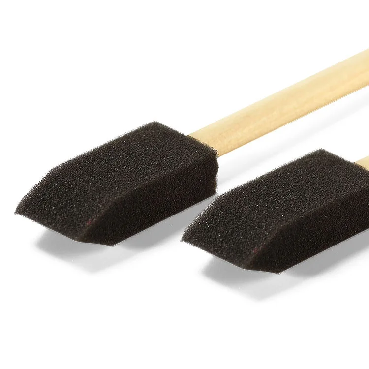 Paint Brush 4Pcs Durable Lightweight Foam Sponge Wood Handle Paint Brush Set for Acrylics Stains Varnishes Crafts Art