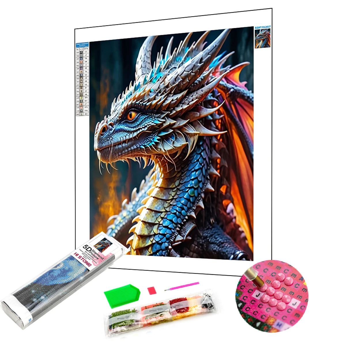 Popular Full Drill DIY 5D Diamond Painting Kits Dragon Crystal Rhinestone Diamond Embroidery Painting Home Decor