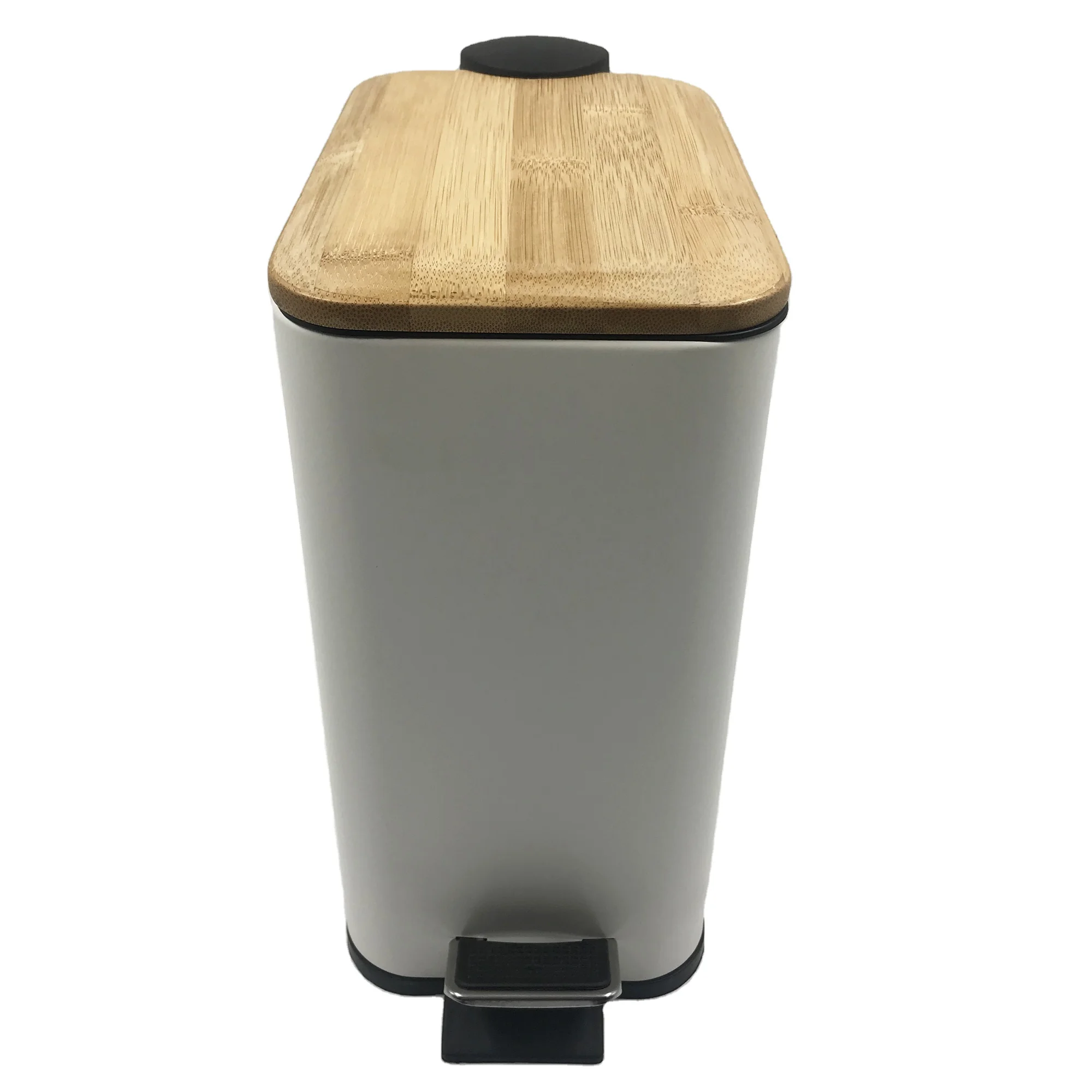 Bamboo Lid Rectangle Shape  Waste Bin 5L