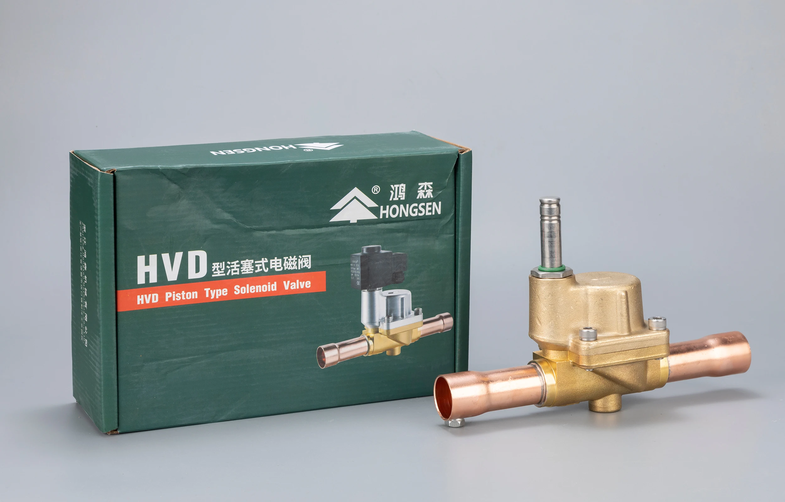 HONGSEN Ip65 Waterproof Coil HV Piston Type Solenoid Valve Refrigeration For Air Conditioning Systems Solenoid Valve
