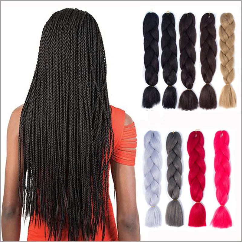 24 Inch Jumbo Braids Extensions Synthetic Braiding Hair Afro Ombre Color kanekalon Hair for Children Braid