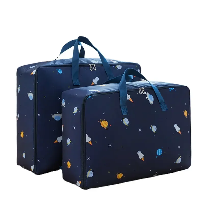 Factory Direct Custom Logo Large Storage Bag Box Oxford Clothes Duvet Laundry Pillow Zipper Travel Bag