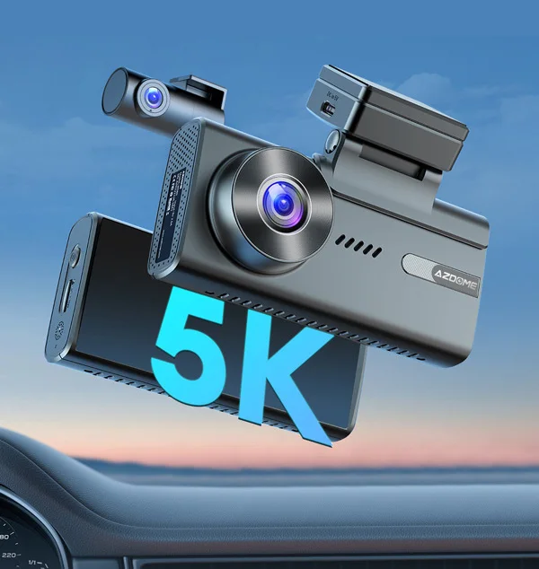 AZDOME M580 Car DVR 3 Channel Dash Cam 4 inch Touch Screen Built-in GPS WIFI Loop Recording G-Sensor