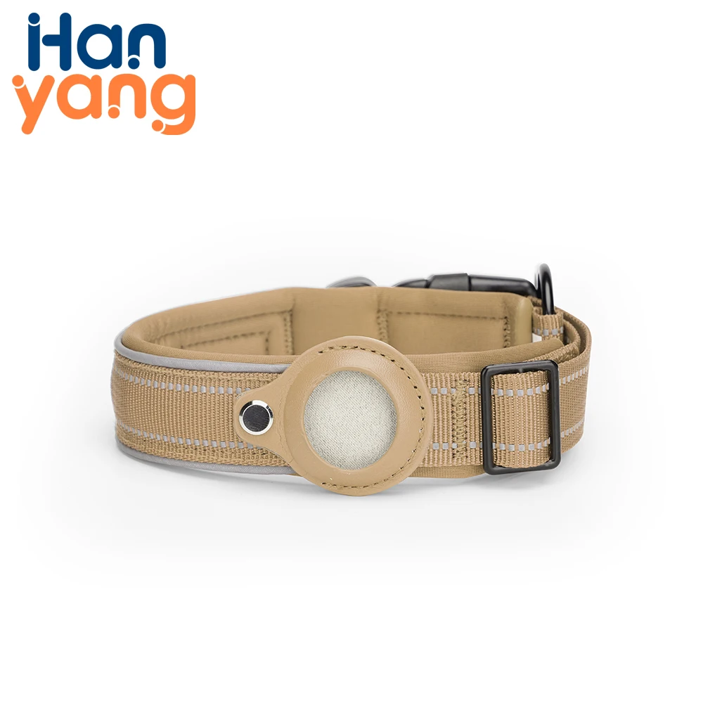 Hanyang OEM пользовательские аксессуары для домашних животных нейлоновый светоотражающий Регулируемый Gps тяжелый тренировочный трекер Airtag ошейник собак и кошек