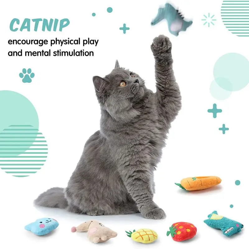 Best Selling Cute Shape Design Chew Plush Interactive Catnip Toys for Indoor Cats Kitten Pillow Toys