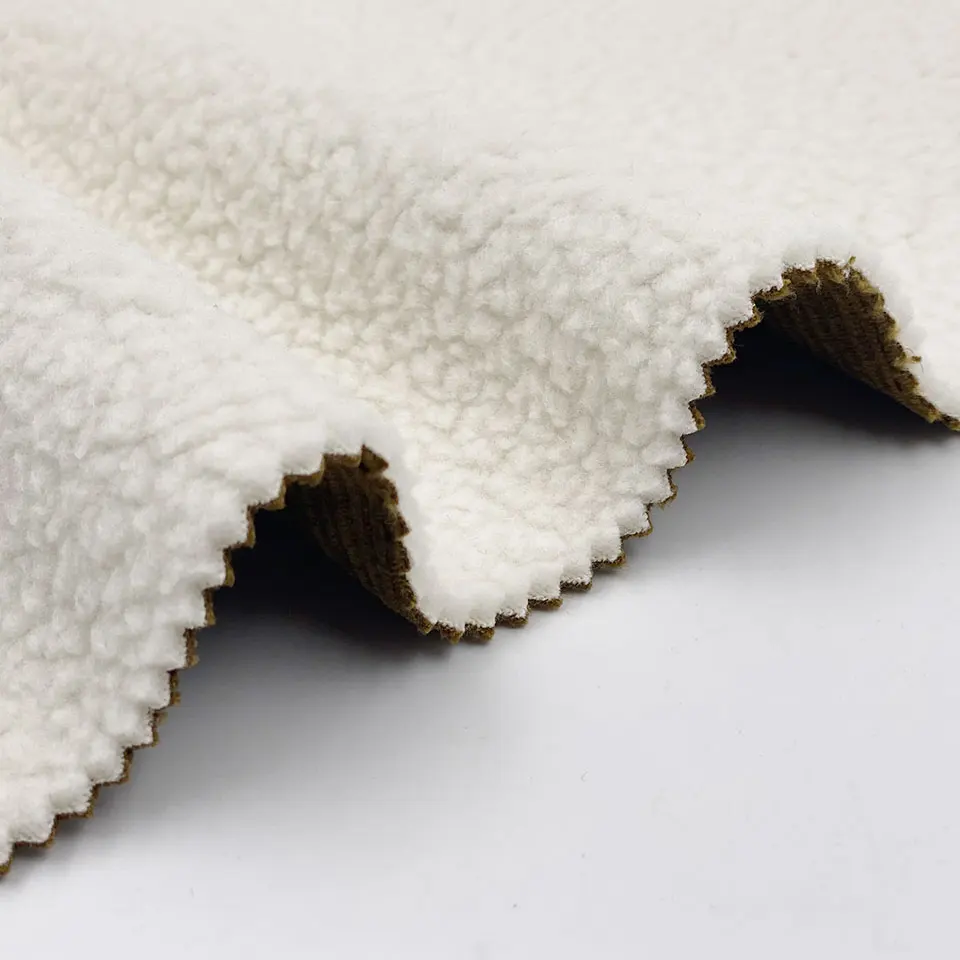 Fashion winter coat men woman garment suit Burnout outdoor wide wale corduroy bonded think fleece fabric for jacket