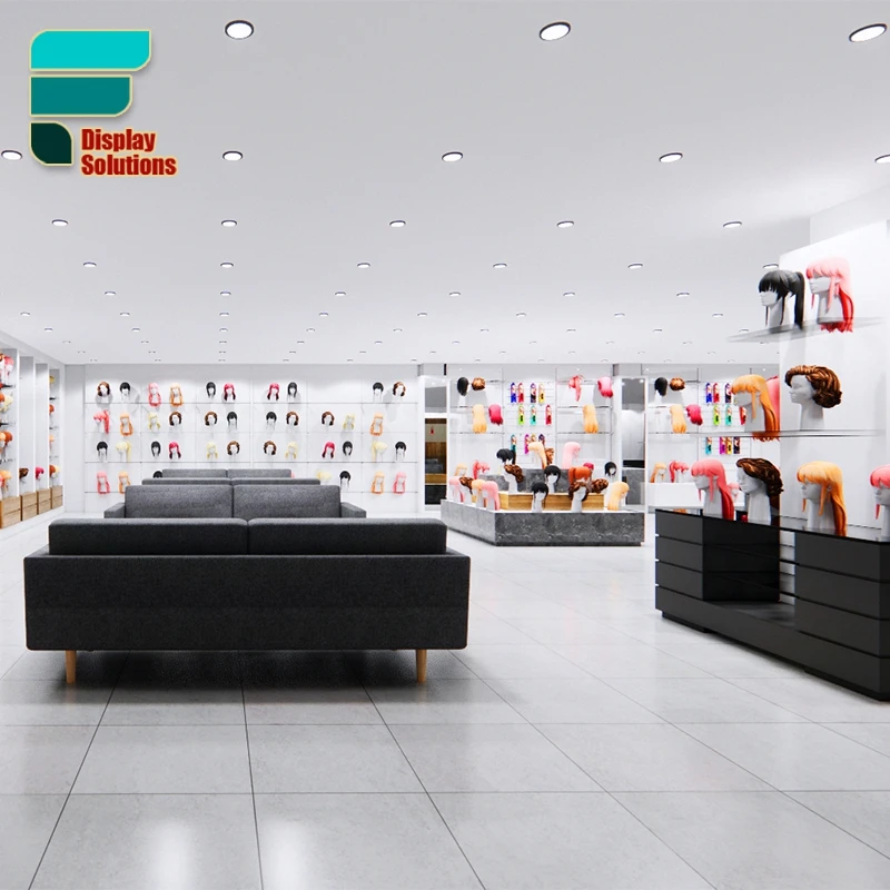 Customizable Wig Store Interior Decoration Display Shelf Shop Wigs Wall Display Showcase Display For Wigs
