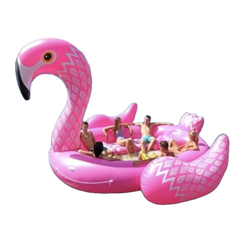 Pool Party Island Type Large 6 Person Pink Inflatable Flamingo Floating Raft Water Flamingo Pool Island