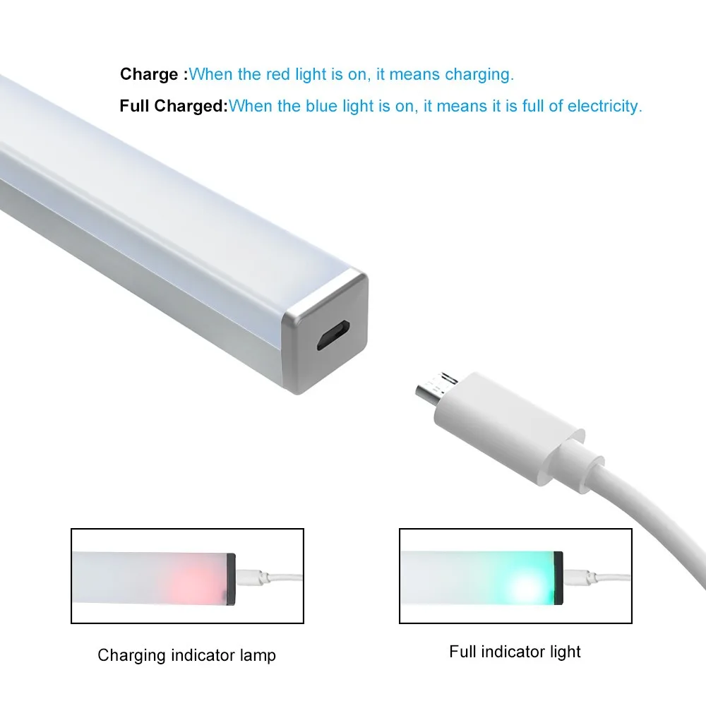 USB перезаряжаемая магнитная палочка для любого места светодиодная лампа шкафа активируемая движением беспроводная Светодиодная с датчиком