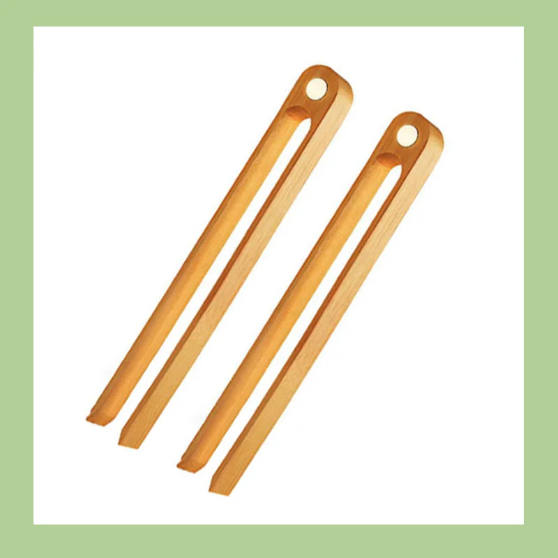 Eco Friendly Bamboo Food Clips Hot Sale Custom LOGO Magnetic Bamboo Food Toaster Tongs For Kitchen Utensils