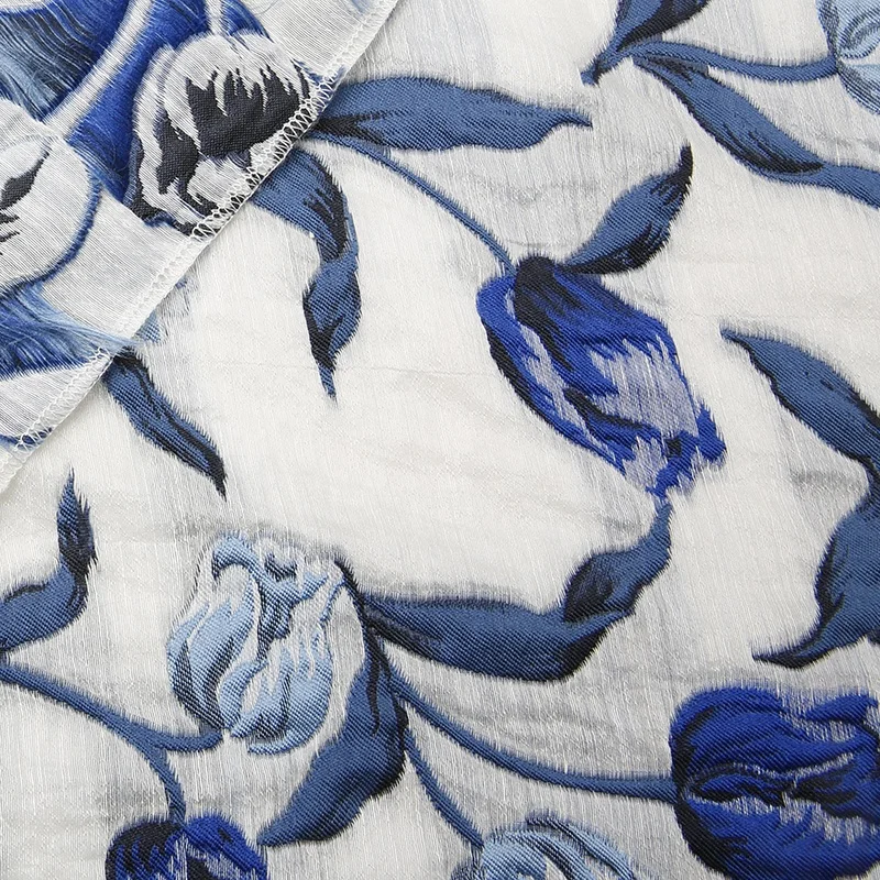 KEER Factory Custom Wholesale  TDA15NE-L hot sale  poly linen flower woman fashion dress jacquard fabric