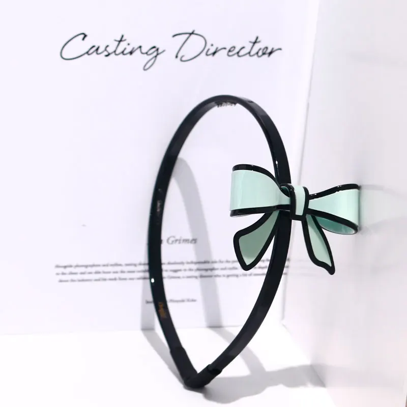 wholesale trendy acetate pvc pink bow headband for girls women fashion hairband accessories plastic hair hoop headband with bows