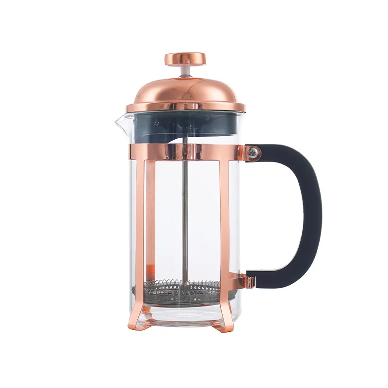 Copper French Press Coffee Tea Maker 304 Stainless Steel Coffee Press, Heat Resistant Thickened Borosilicate Glass
