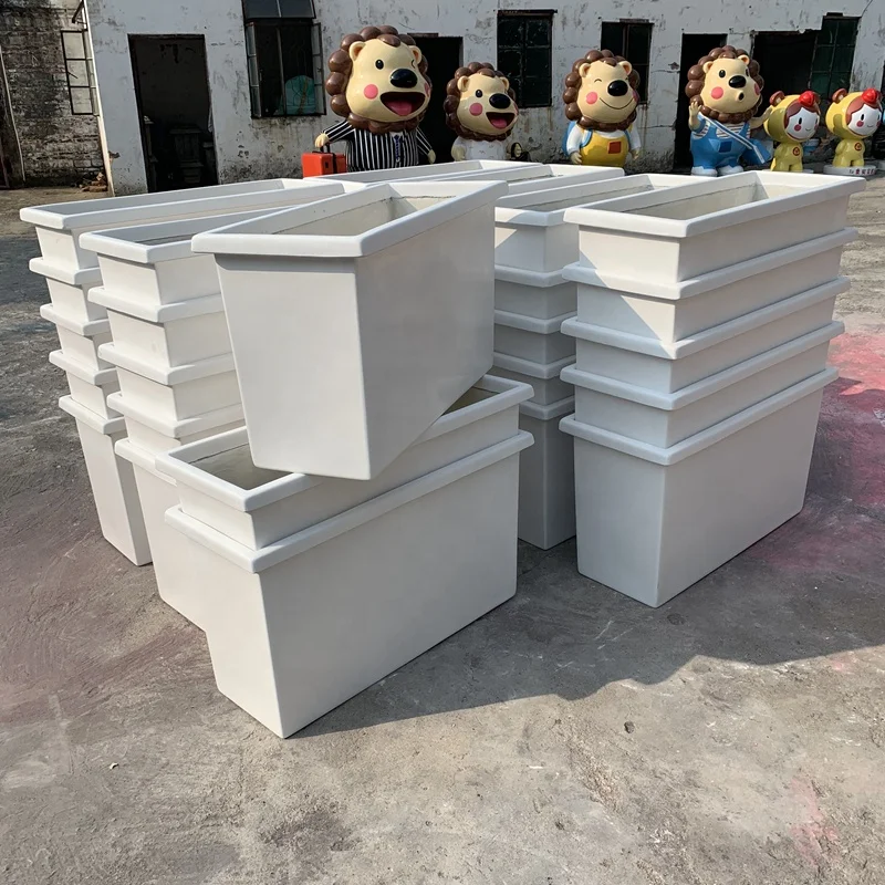 FRP sculpture manufacturers custom road flower pot fiber cloth flower box viaduct ornaments plant container hotel shopping mall