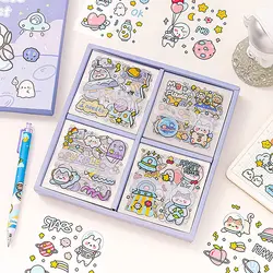 Cute Cartoon Animals Picnic Scrapbook Stickers 100 Sheets DIY Decoration PVC Paper Cute Cartoon Rabbits Dog Forest Theme Sticker
