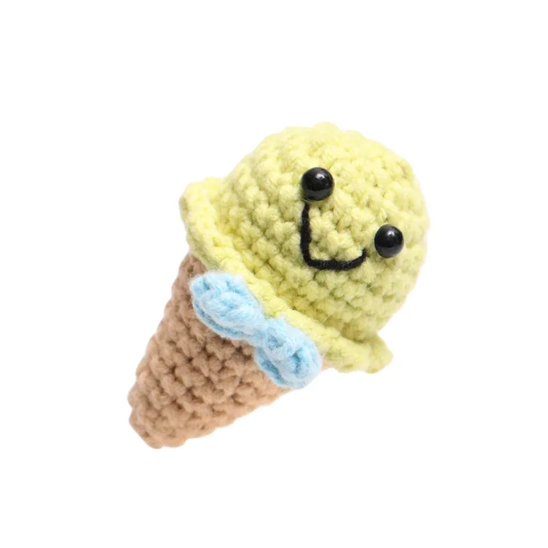 new product ideas 2024 handmade crochet ice cream pendant yarn woven bag pendant knitted Cute little gift