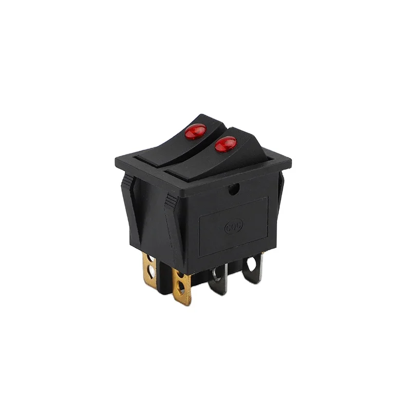 KCD3 double button red dot light on off Rocker Switch 6 pins Black/Grey Rocker Switch 15A 250VAC