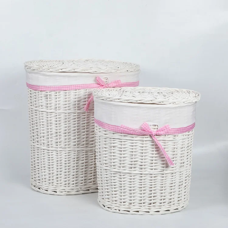 Wholesale handmade wicker rattan laundry basket for kids in stock oval  customize ECO-friendly