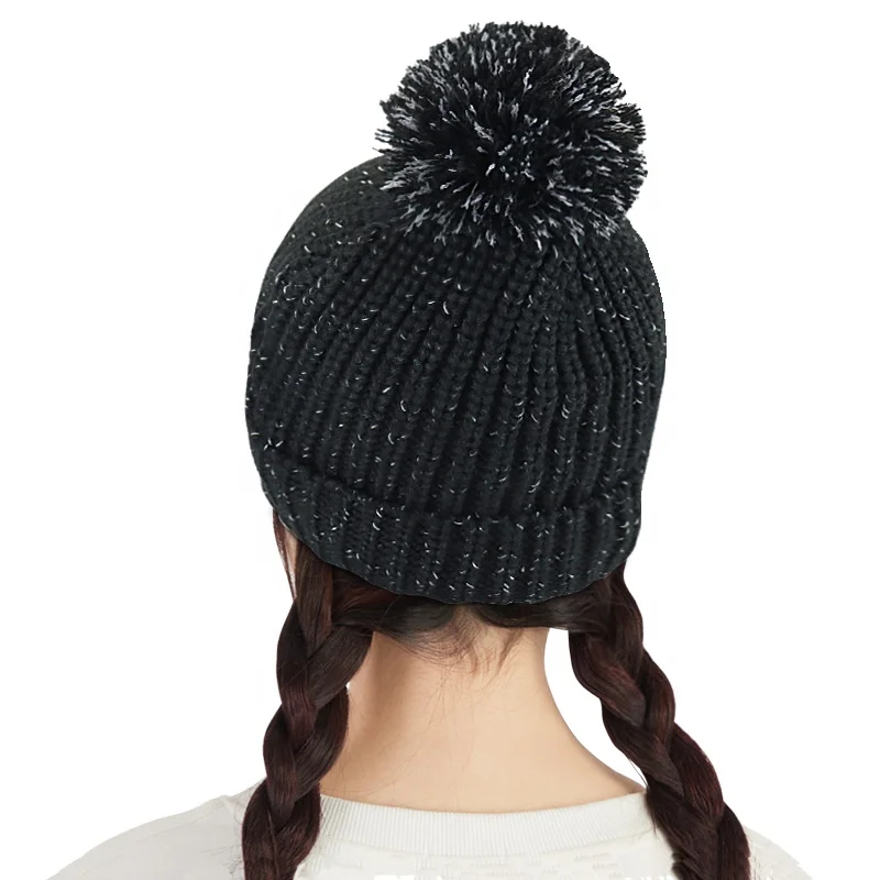 Зимняя вязаная шапка унисекс теплая и мягкая эластичная Шапка-бини на заказ для мужчин женщин со светоотражающей