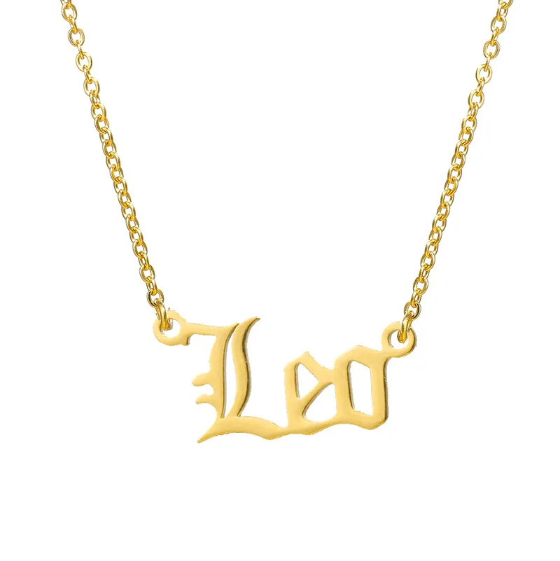 Fashion 18K Gold Plated Stainless Steel Horoscope Star Jewelry Pendant 12 Zodiac Sign Nameplate Zodiac Necklace