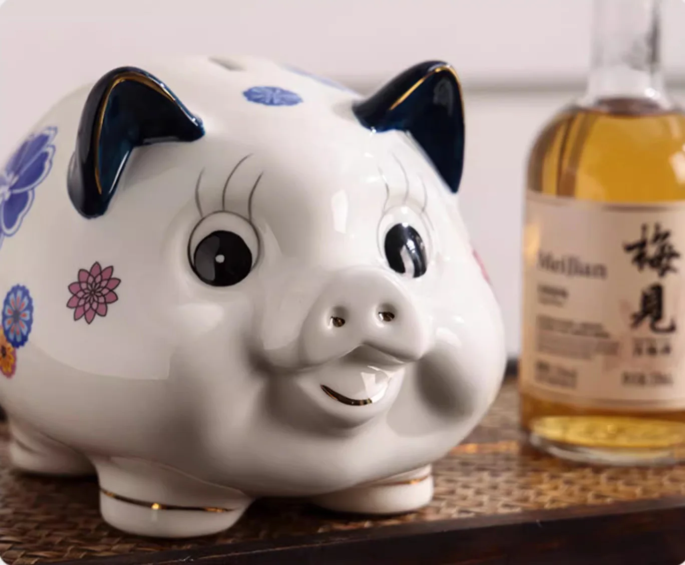 Large Cute Ceramic Colorful Painting Pig Coin Bank Money Box Porcelain Piggy Bank
