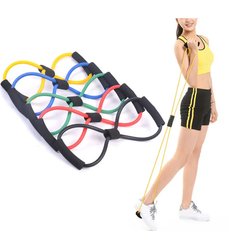 China Hot Selling Training Home Gymnastic Usingm Tpe Latex Free Spring Exerciser 8-Shaped Yoga Pull Rope