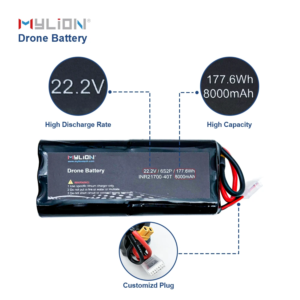 Высокое качество 22 2 В 6S2P 8000 мАч 177.6Wh