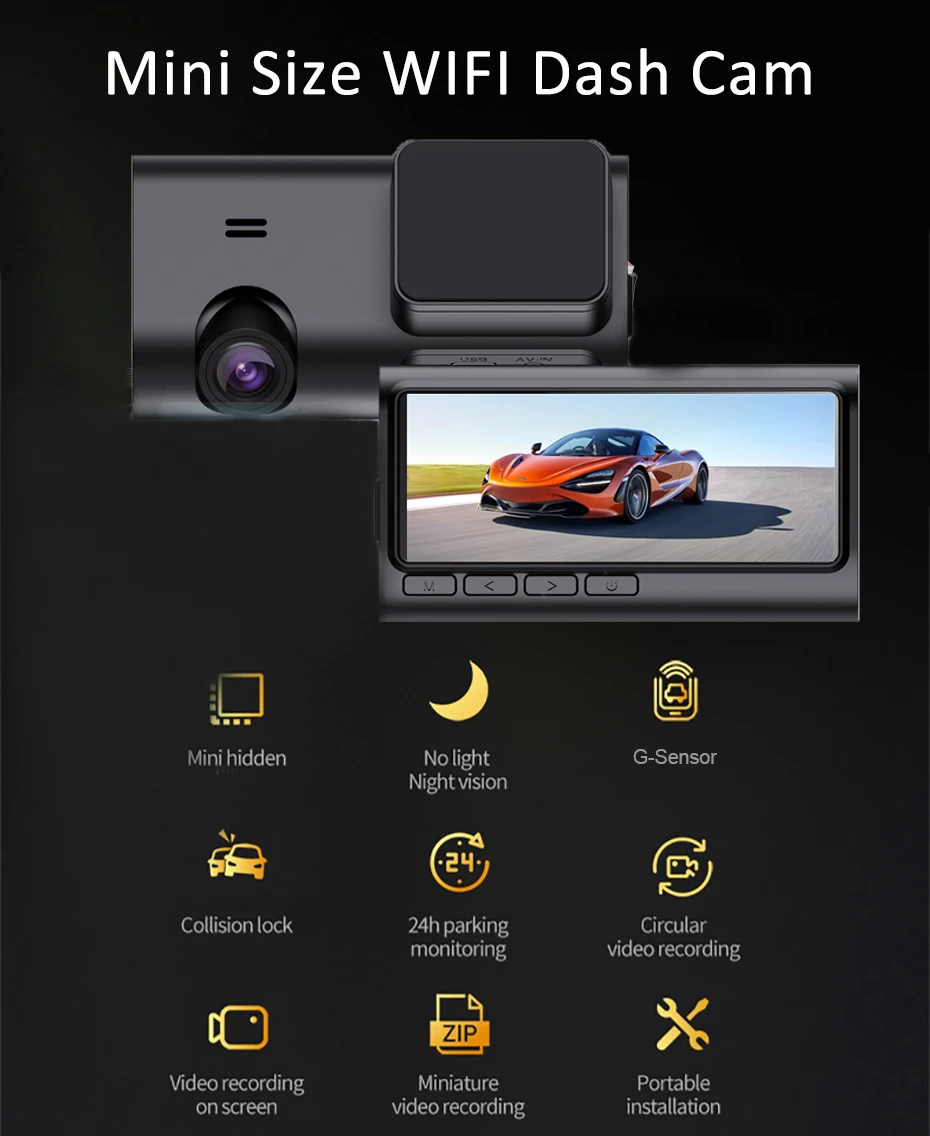 Dash Cam Dual Camera WiFi 1080P 3.16 Car DVR Mirror Auto Video Recorder Dashcam 24h Parking Lens Sensor Time-lapse photography