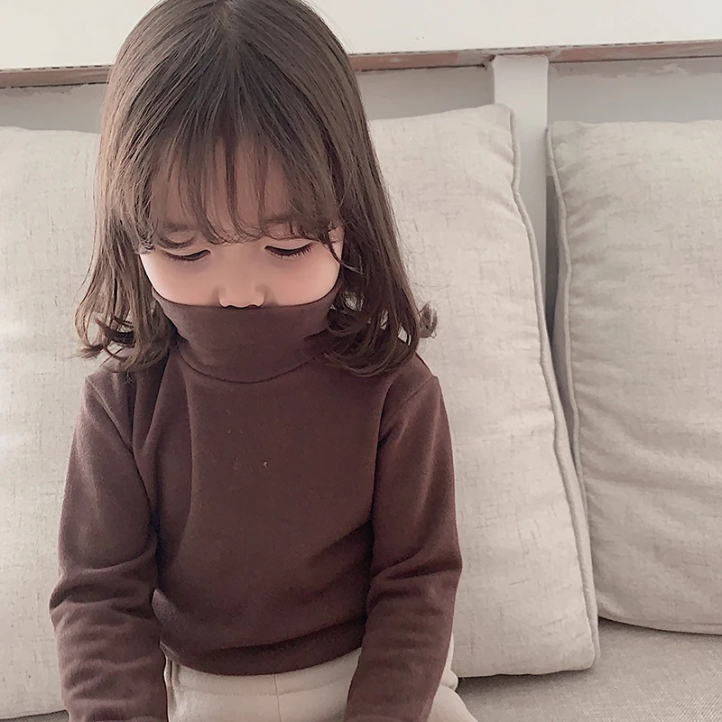 6115/Kids Long Sleeves Basic T Shirts Children Blank Plain T Shirts In Bulk For Custom  100% Cotton turtleneck t shirts