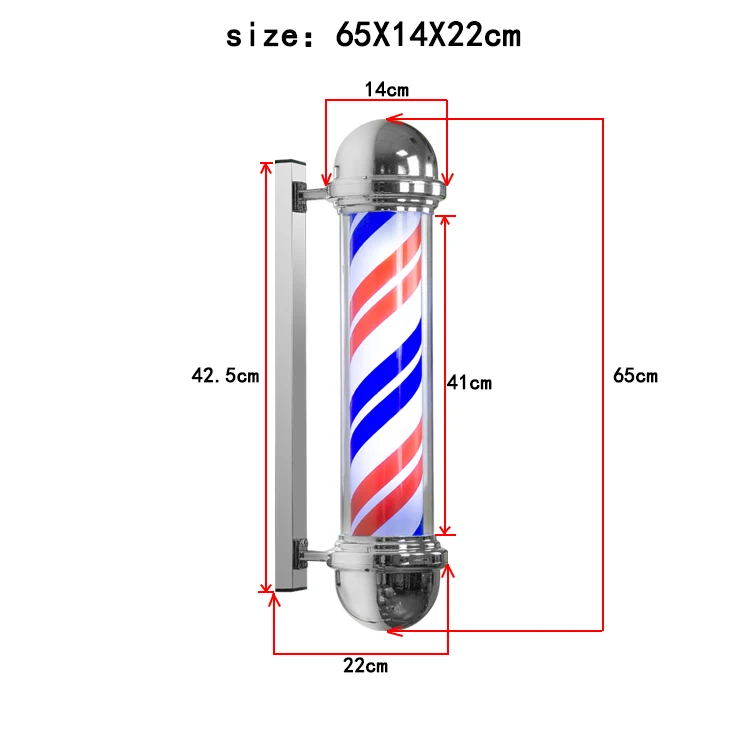 Black and white barber pole for salon shop hair barber equipment durable led barber pole