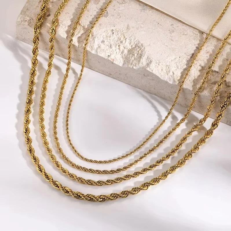 Wholesale Custom 14K 18K Gold Rope Chain For Men Women Necklaces Stainless Steel Chain For Jewelry Making