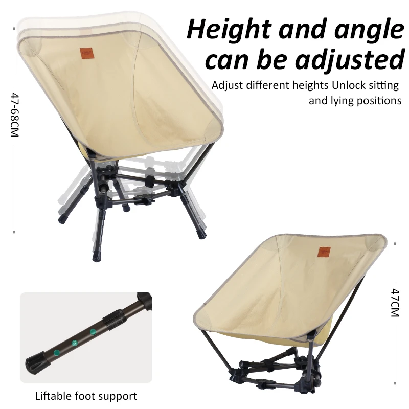 Оптовая продажа Сверхлегкий сверхмощный складной мини-стул для рыбалки пляжа кемпинга с регулируемой