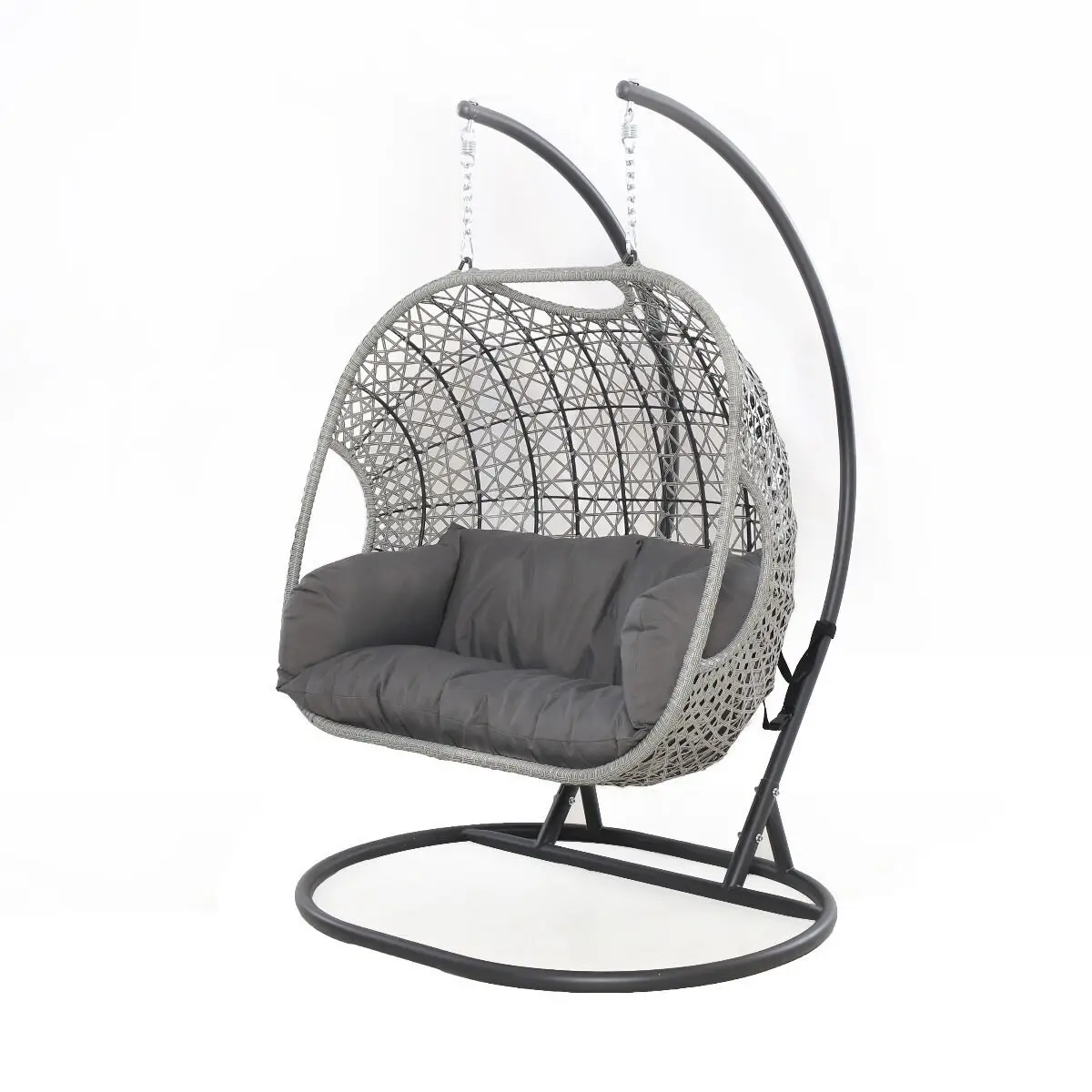 Morden Design Patio Hanging Wicker Swing Egg Sofa with Stand Garden loveseat Outdoor Double Seat Rattan Foldable Swing Chair