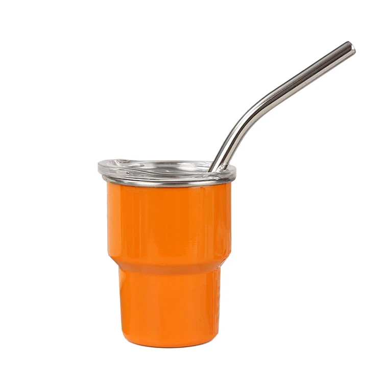 Hot New Design 2oz 3oz Mini Sublimation Cup Stainless Steel Colored Travel Tumbler Shotglass With Metal Straw